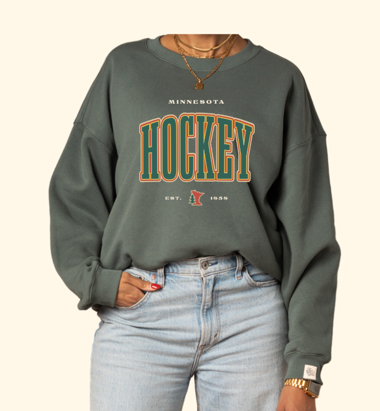 Minnesota Hockey Oversized Graphic Crew Neck