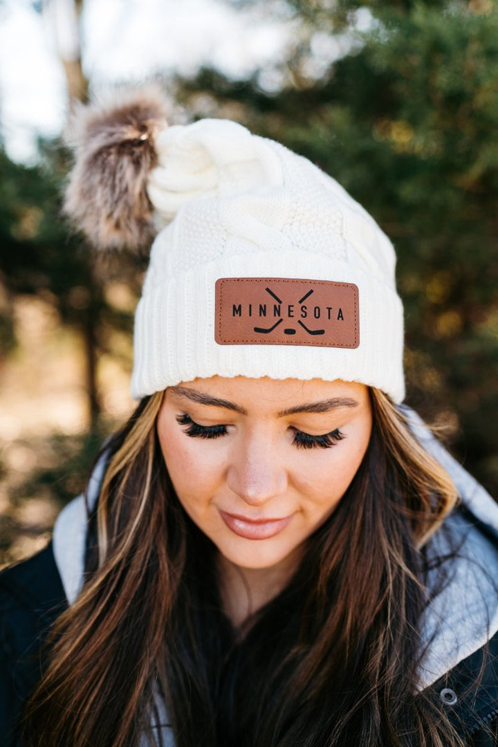 Minnesota Hockey Fur Pom Beanie - Fan Girl Clothing