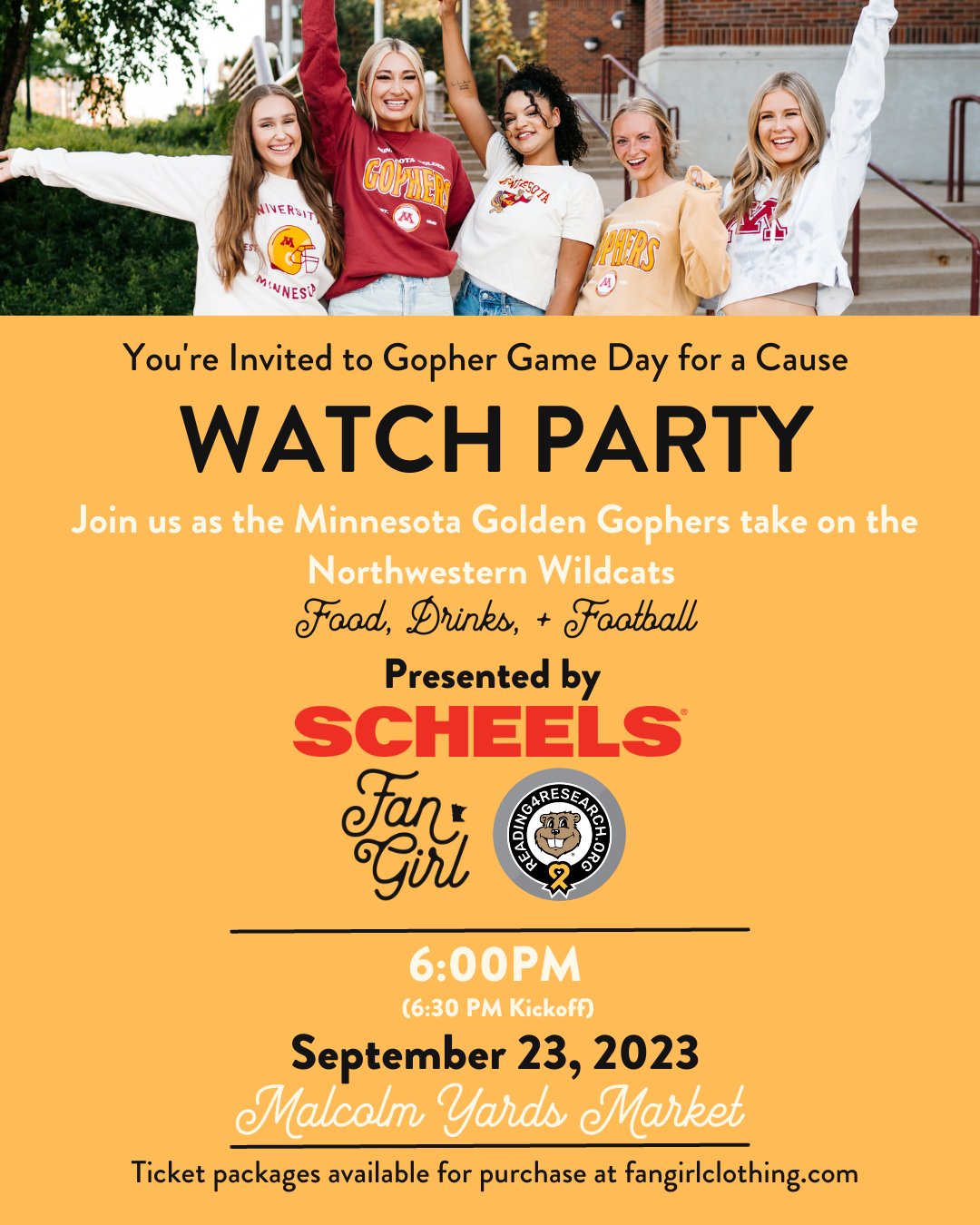 You're Invited to Gopher Game Day for a Cause with FAN GIRL! - Fan Girl Clothing