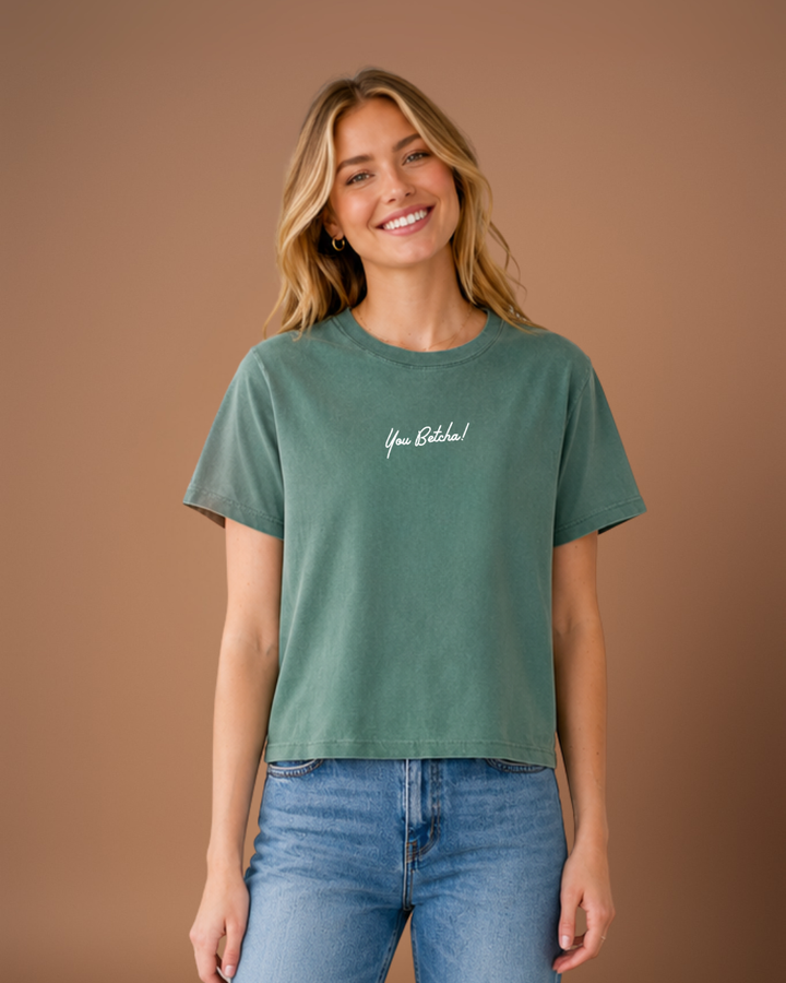 You Betcha! Embroidered Boxy Tee
