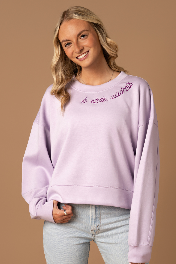 売れ筋商品|||ゲームデイ カットソー トップス レディース Women's White Kansas State Wildcats Good Vibes Premium Fleece Drop Shoulder Pullover Sweatshirt White Kansas State Wildcats Gameday Couture Women's Oversized Good