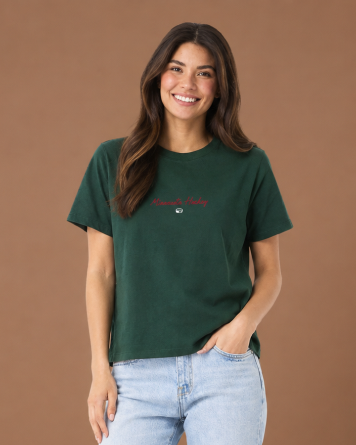 Minnesota Hockey Embroidered Boxy Tee