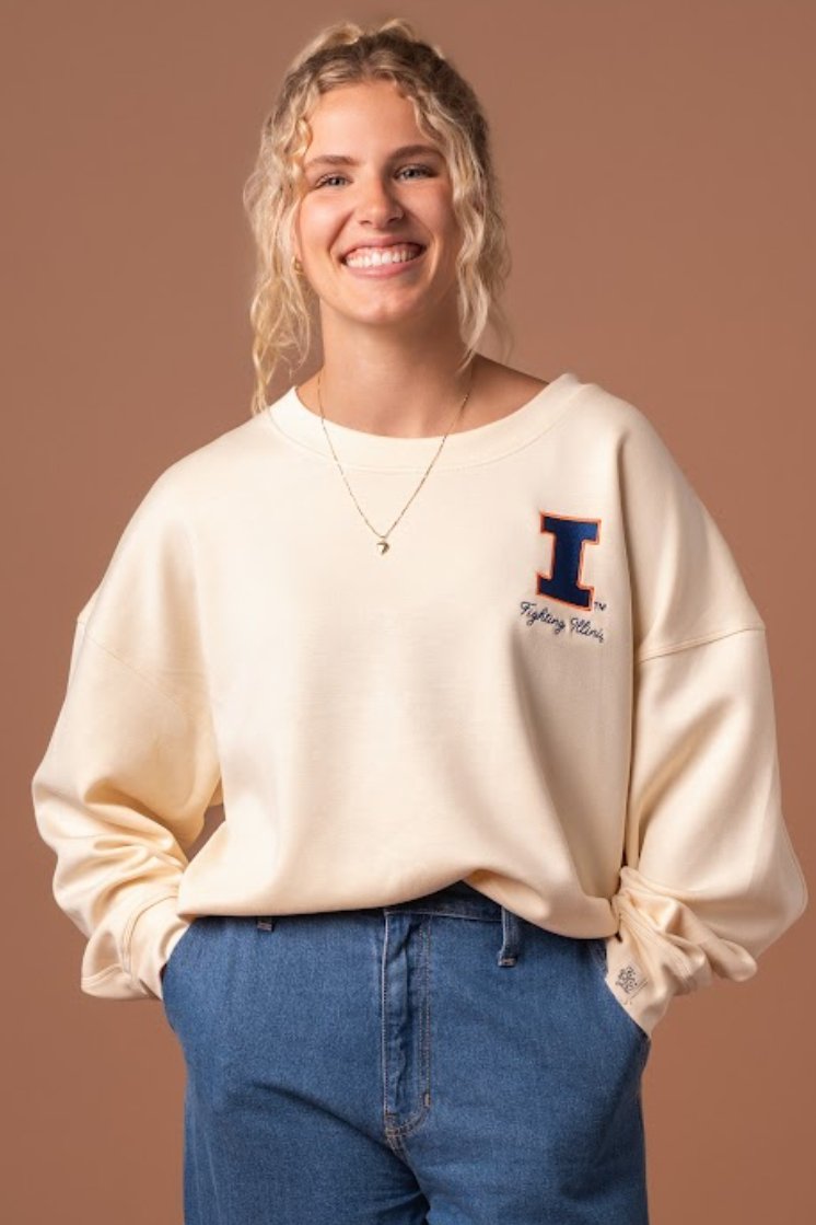 Fighting Illini Embroidered Supersoft Crew - Fan Girl Clothing