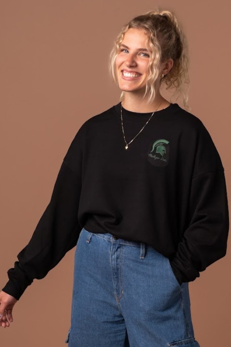 Michigan State Embroidered Supersoft Crew - Fan Girl Clothing