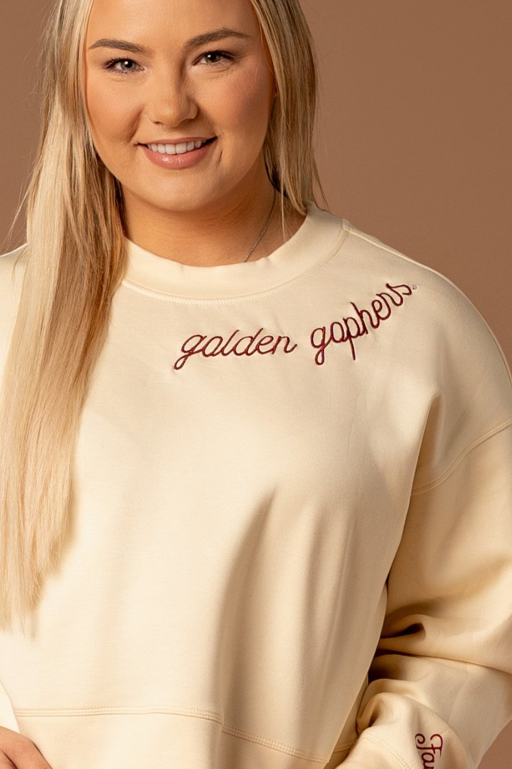 Golden Gophers Embroidered Crop Crew - Fan Girl Clothing