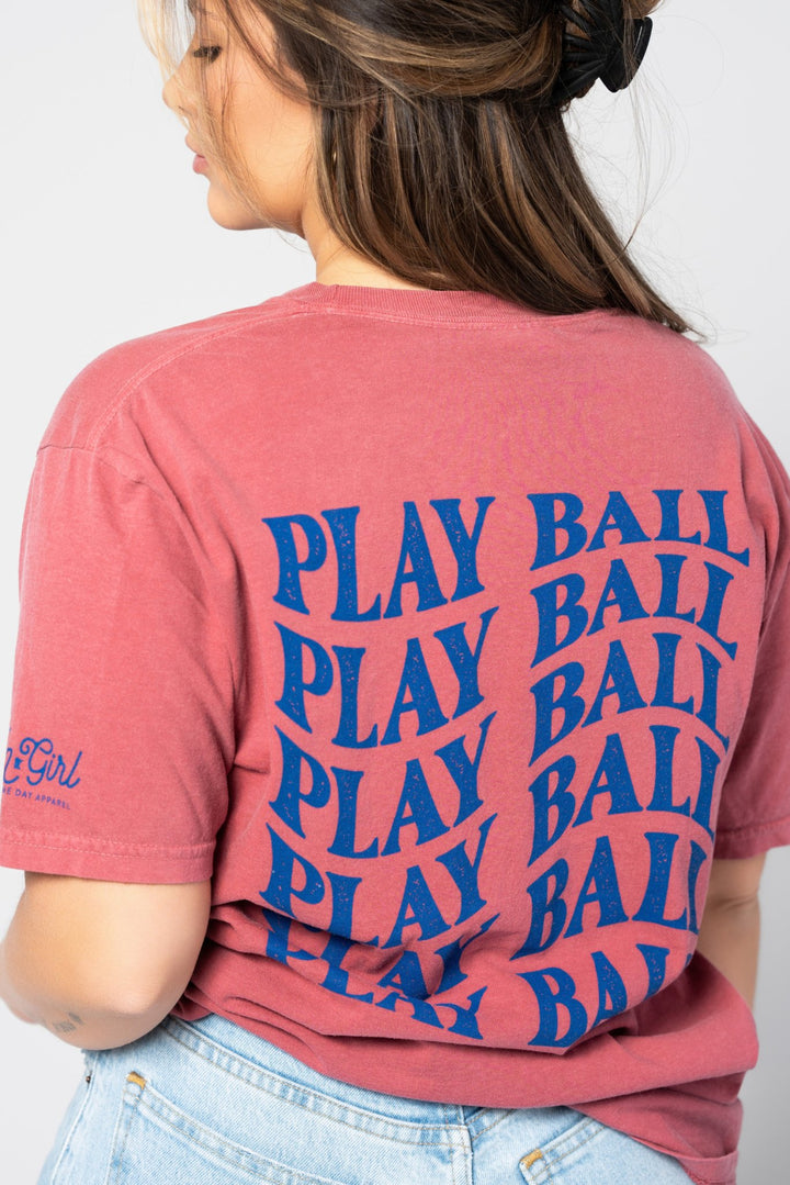 Play Ball Retro Oversized Tee - Fan Girl Clothing
