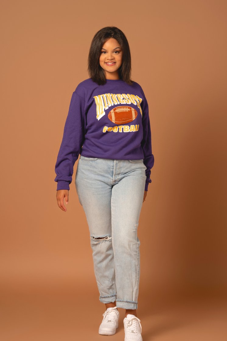 Women's Minnesota Vikings Fan Girl Vikes Retro Hoodie Large Bone