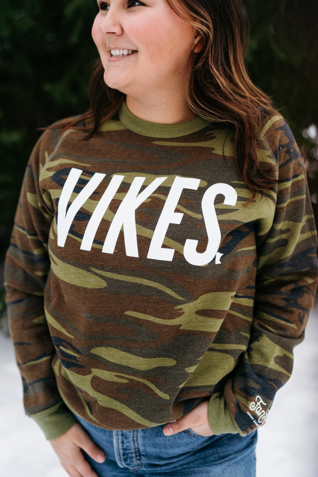 Vikes Camo Crew Neck Sweatshirt - Fan Girl MN