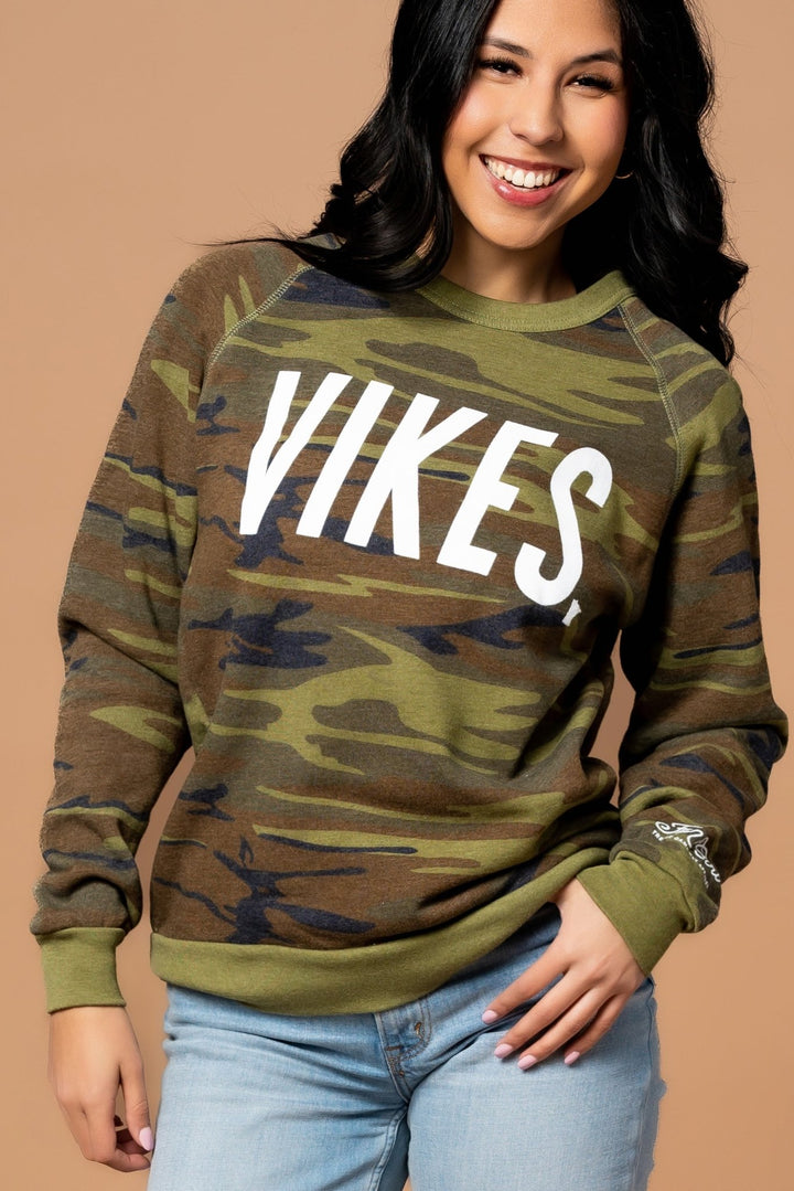 Vikes Camo Crew Neck Sweatshirt - Fan Girl Clothing